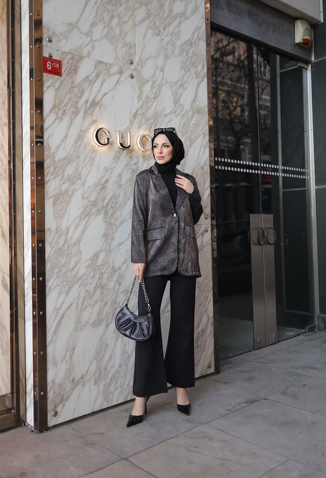 LEOPAR DETAYLI CEKETLİ TAKIM