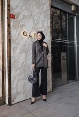 LEOPAR DETAYLI CEKETLİ TAKIM