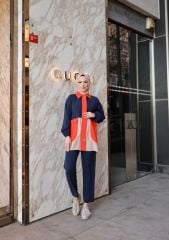 Renk Bloklu Tunik & Lastik Bel Pantolon Takımı