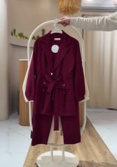 4 Mevsim Kumaş Tesettür Takım BORDO - 44