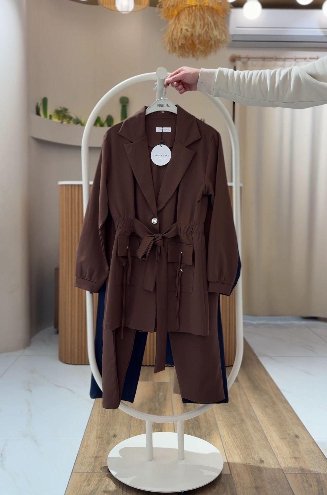 4 Mevsim Kumaş Tesettür Takım KAHVE - 42