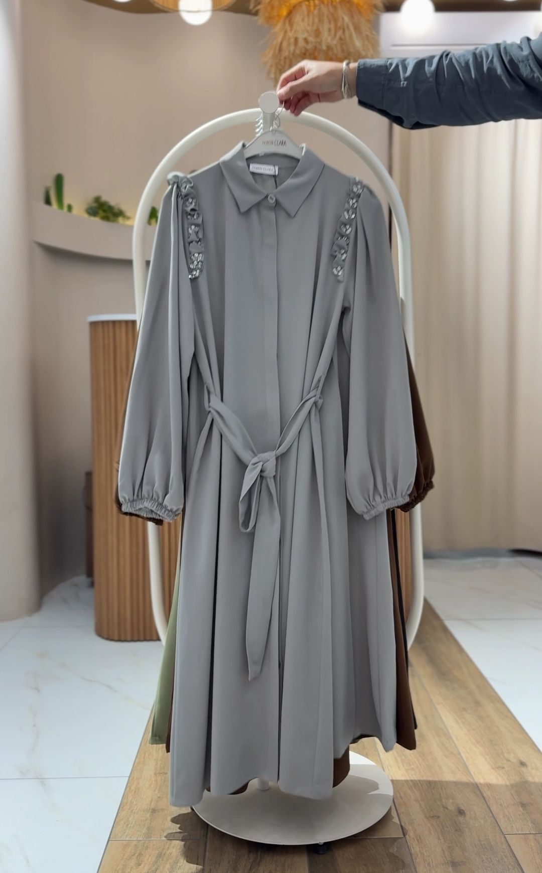 TAŞ DETAYLI 2'Lİ TAKIM GRİ - 38