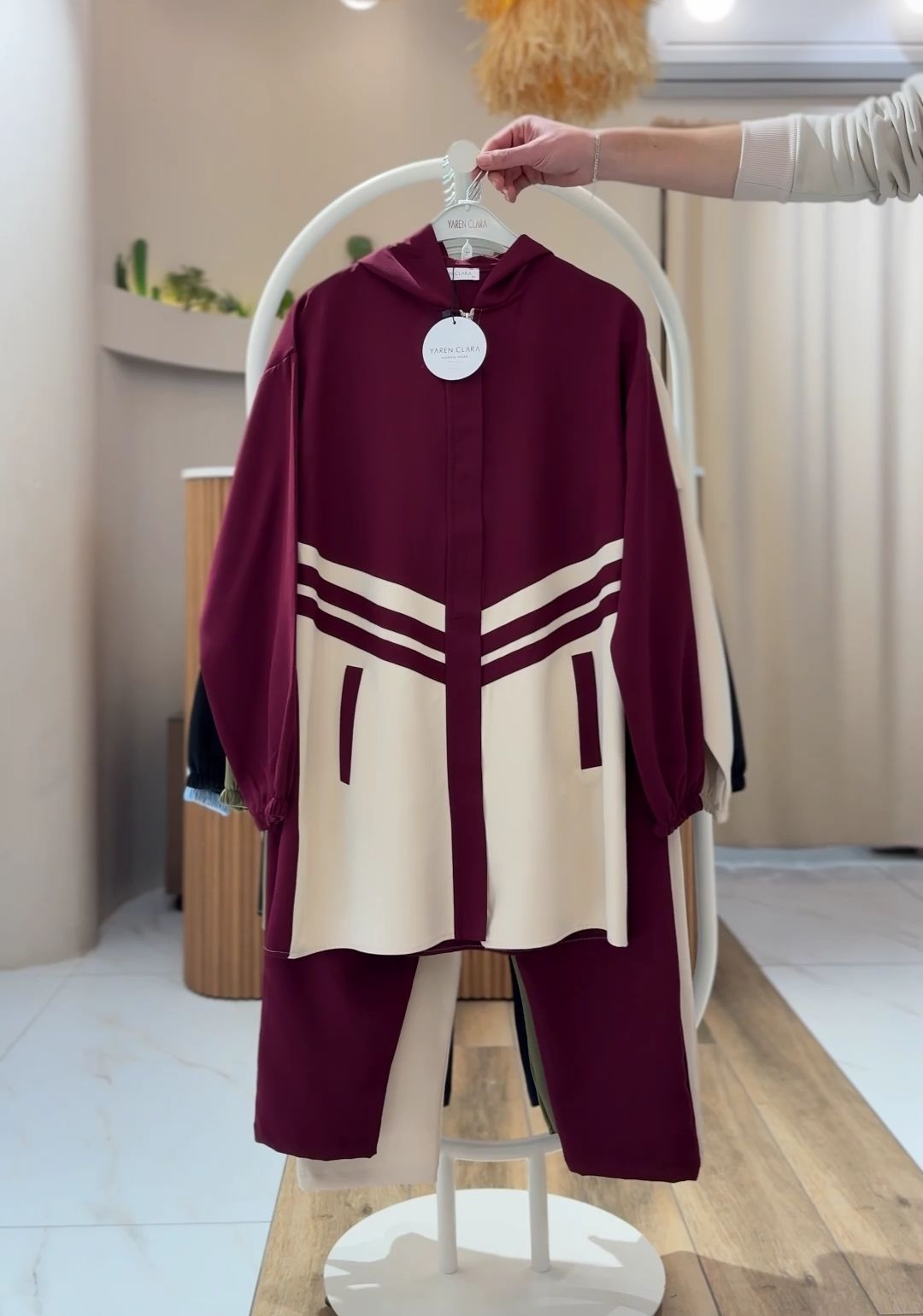 4 Mevsim Kumaş Tesettür Takım BORDO - 38