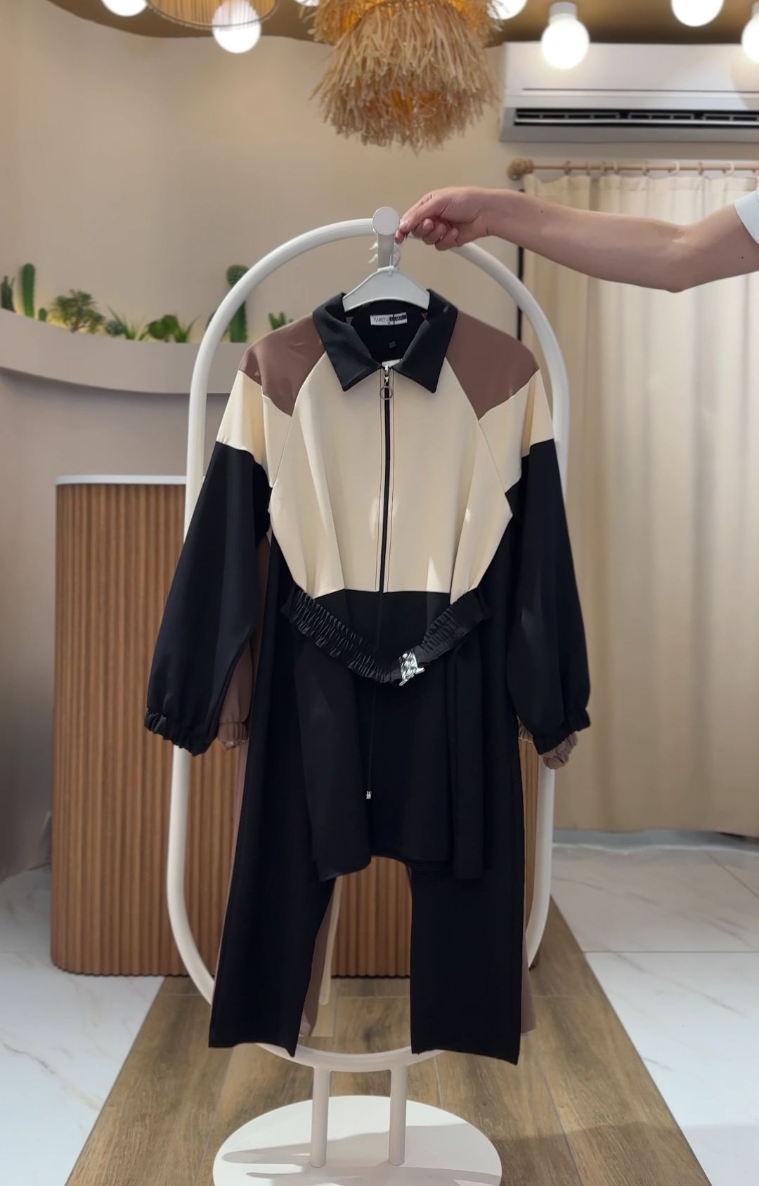 4 Mevsim Kumaş Tesettür Takım SİYAH - 38