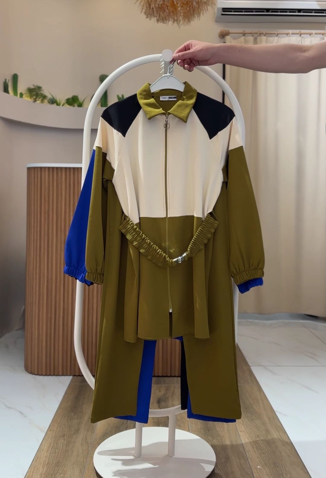 4 Mevsim Kumaş Tesettür Takım YAĞ YEŞİLİ - 38