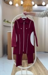 4 Mevsim Kumaş Tesettür Takım BORDO - 42