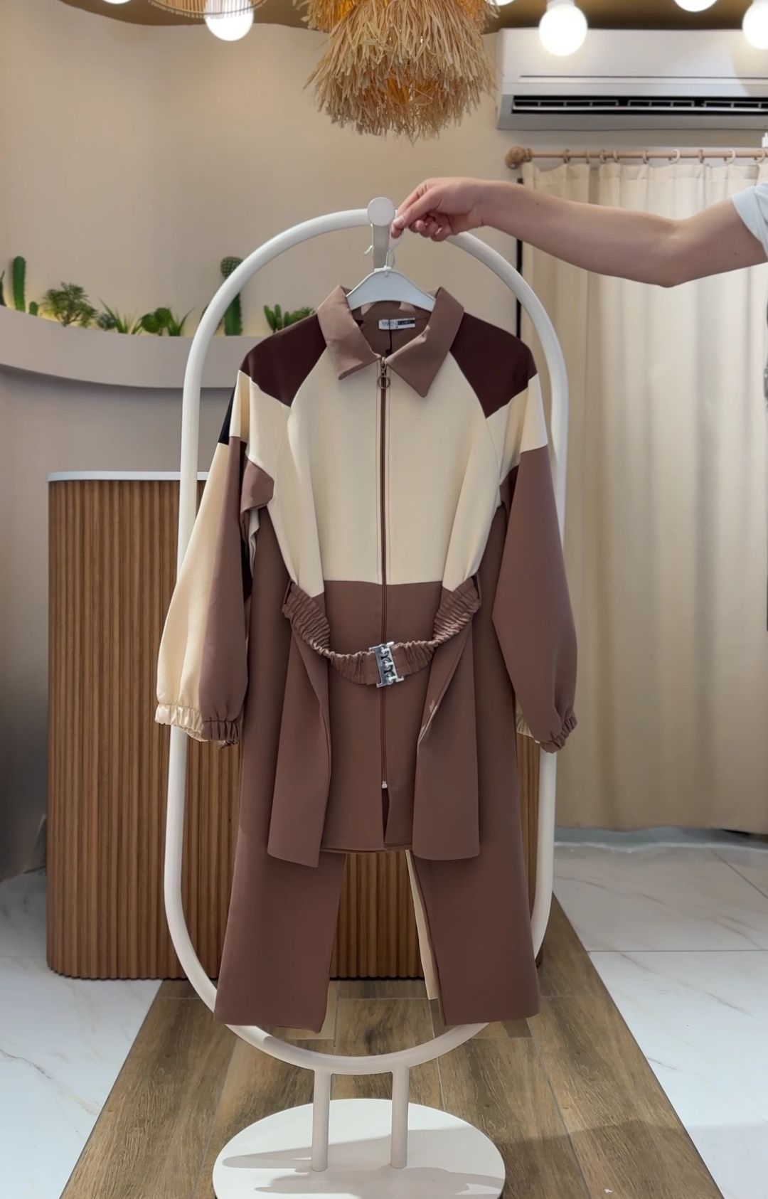 4 Mevsim Kumaş Tesettür Takım VİZON - 44