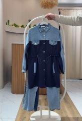 4 Mevsim Kumaş Tesettür Takım LARCİVERT - 46