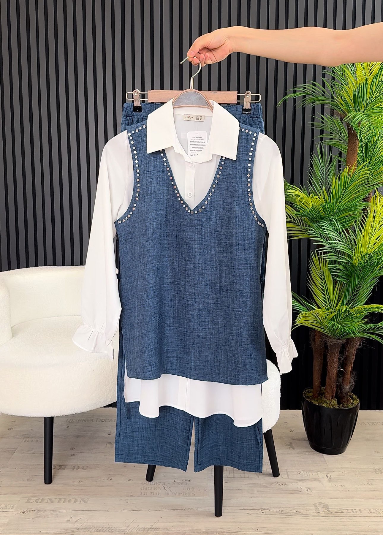 İLKBAHAR-YAZ SEZONU 3'LÜ TAKIM İNDİGO - 40