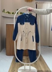 4 Mevsim Kumaş Tesettür Takım KREM - 46