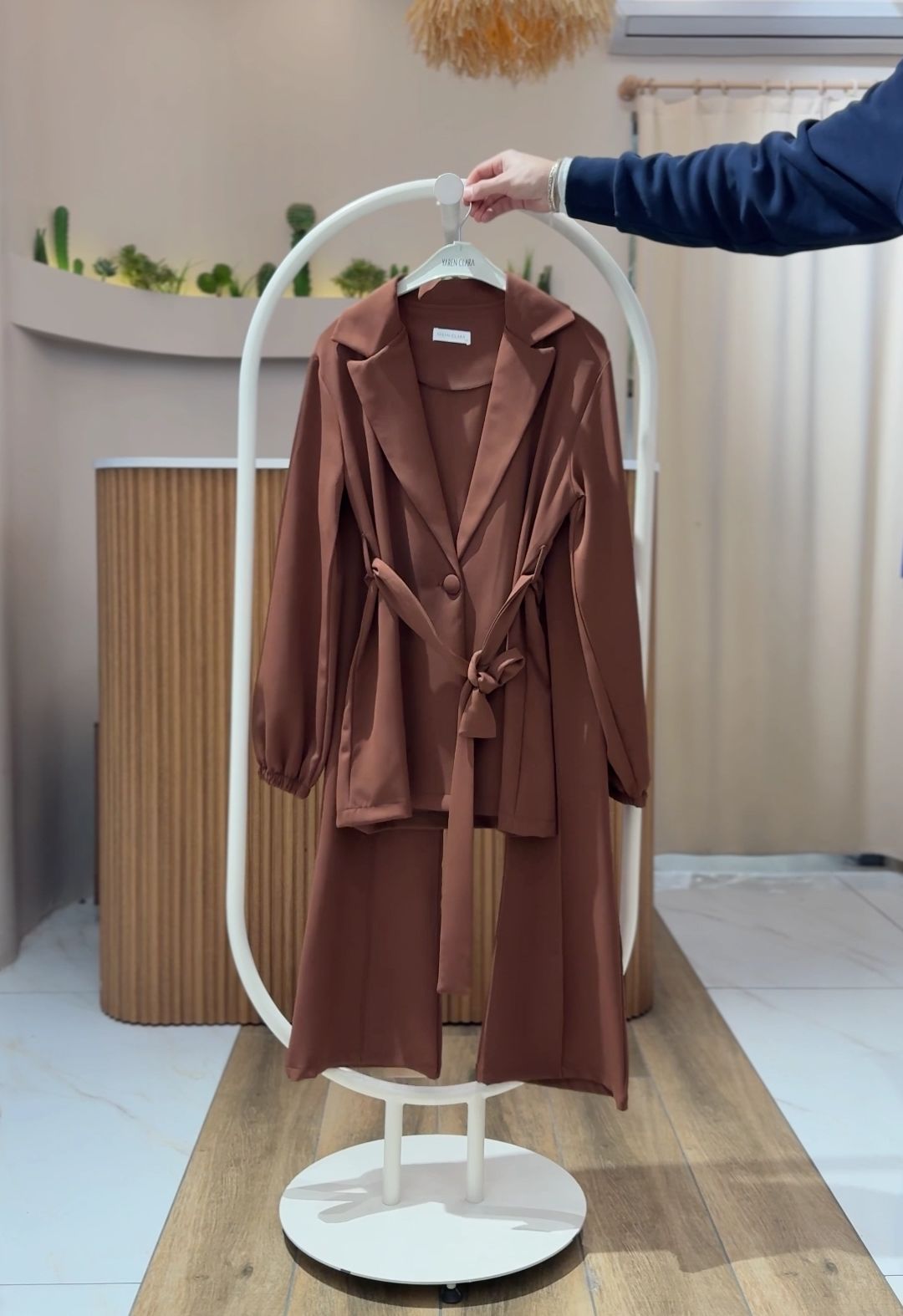 4 Mevsim Kumaş Tesettür Takım KAHVE - 44