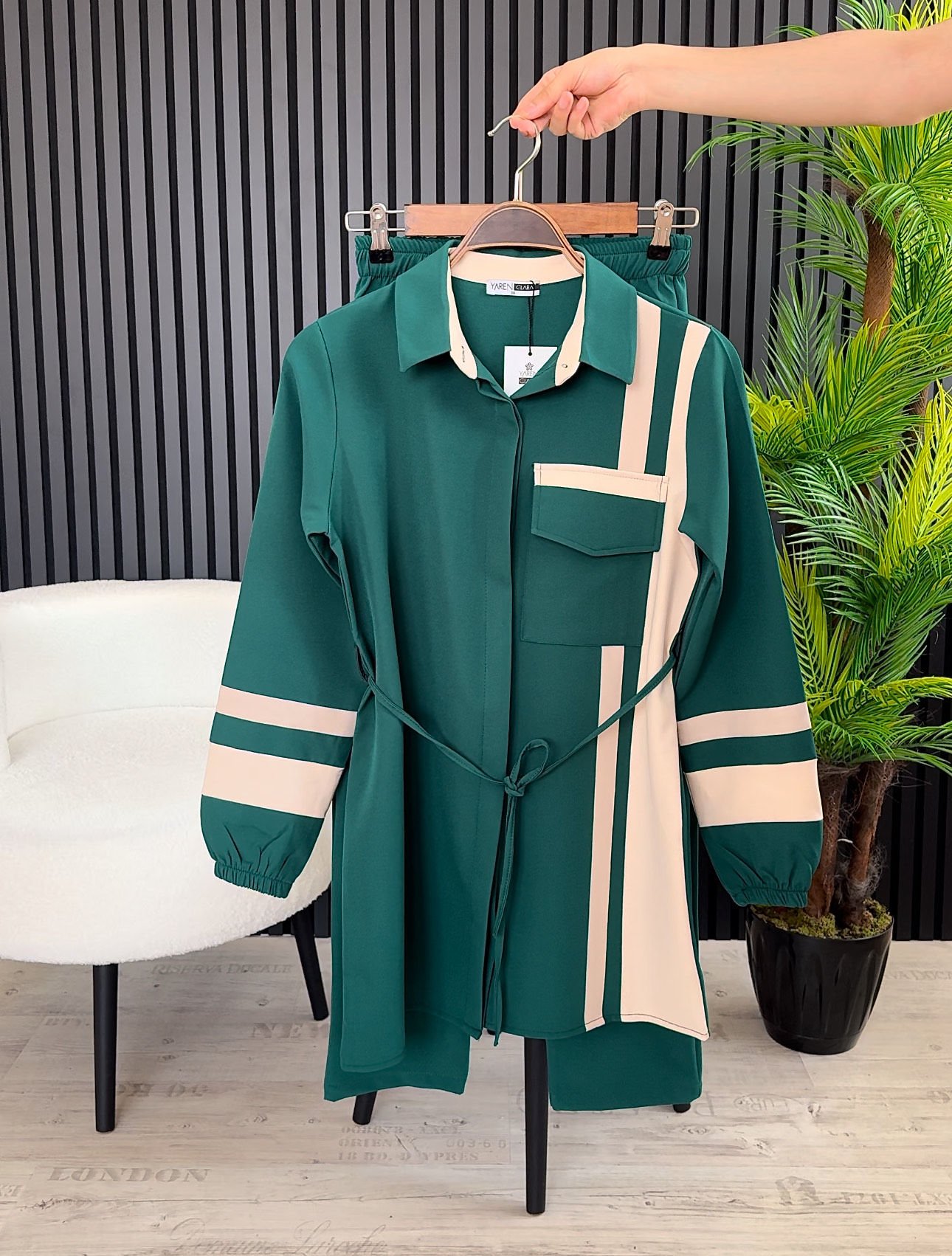 4 Mevsim Kumaş Tesettür Takım YEŞİL - 42