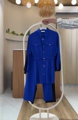 4 Mevsim Kumaş Tesettür Takım ( 1 BEDEN BÜYÜK ALIN ) SAKS - 38