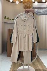 4 Mevsim Kumaş Tesettür Takım ( 1 BEDEN BÜYÜK ALIN ) SAKS - 38