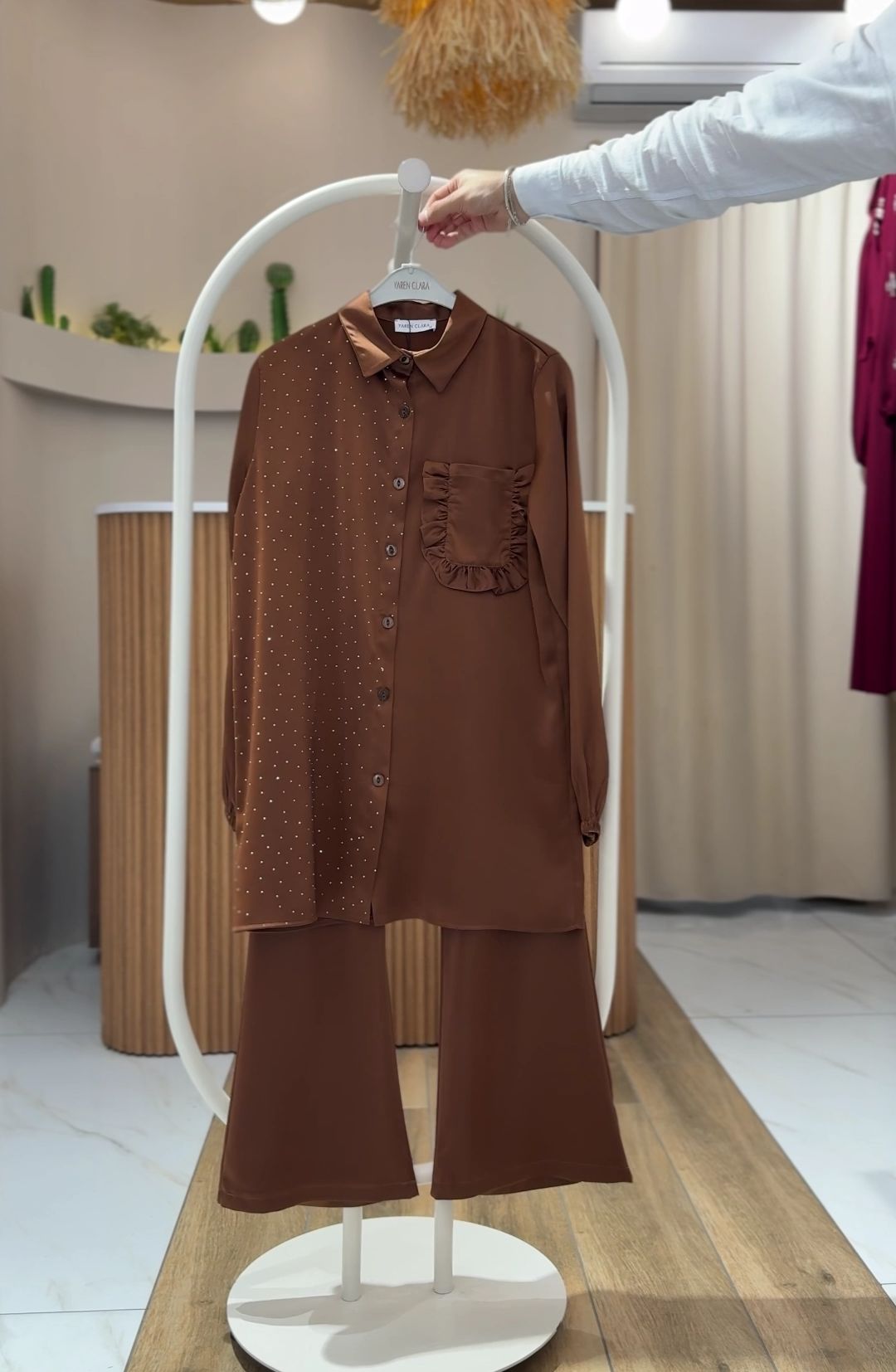 SATEN TAŞLI 2'Lİ TAKIM KAHVE - 46