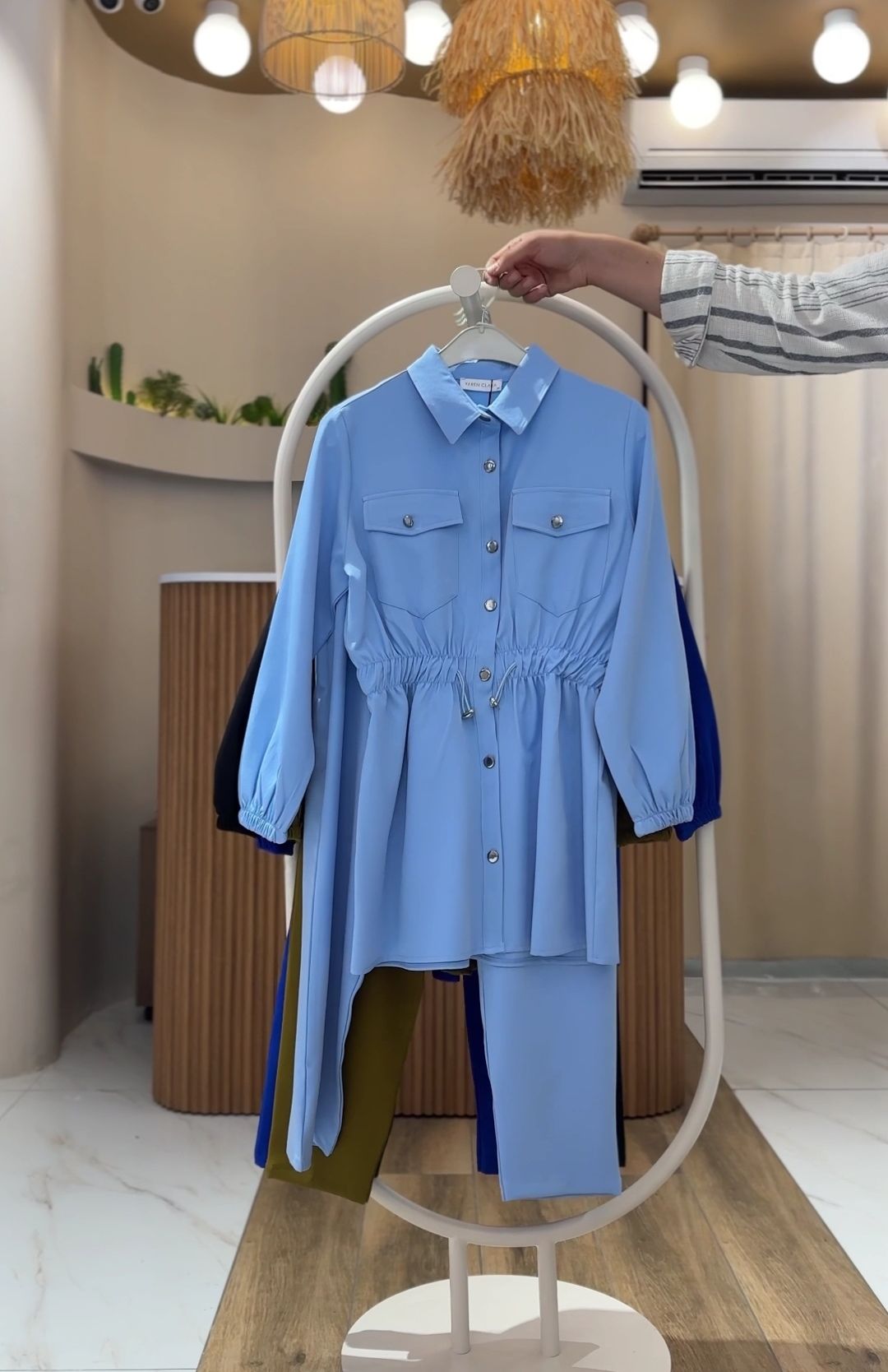 4 Mevsim Kumaş Tesettür Takım ( 1 BEDEN BÜYÜK ALIN ) BEBE MAVİSİ - 46