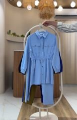 4 Mevsim Kumaş Tesettür Takım ( 1 BEDEN BÜYÜK ALIN ) BEBE MAVİSİ - 46