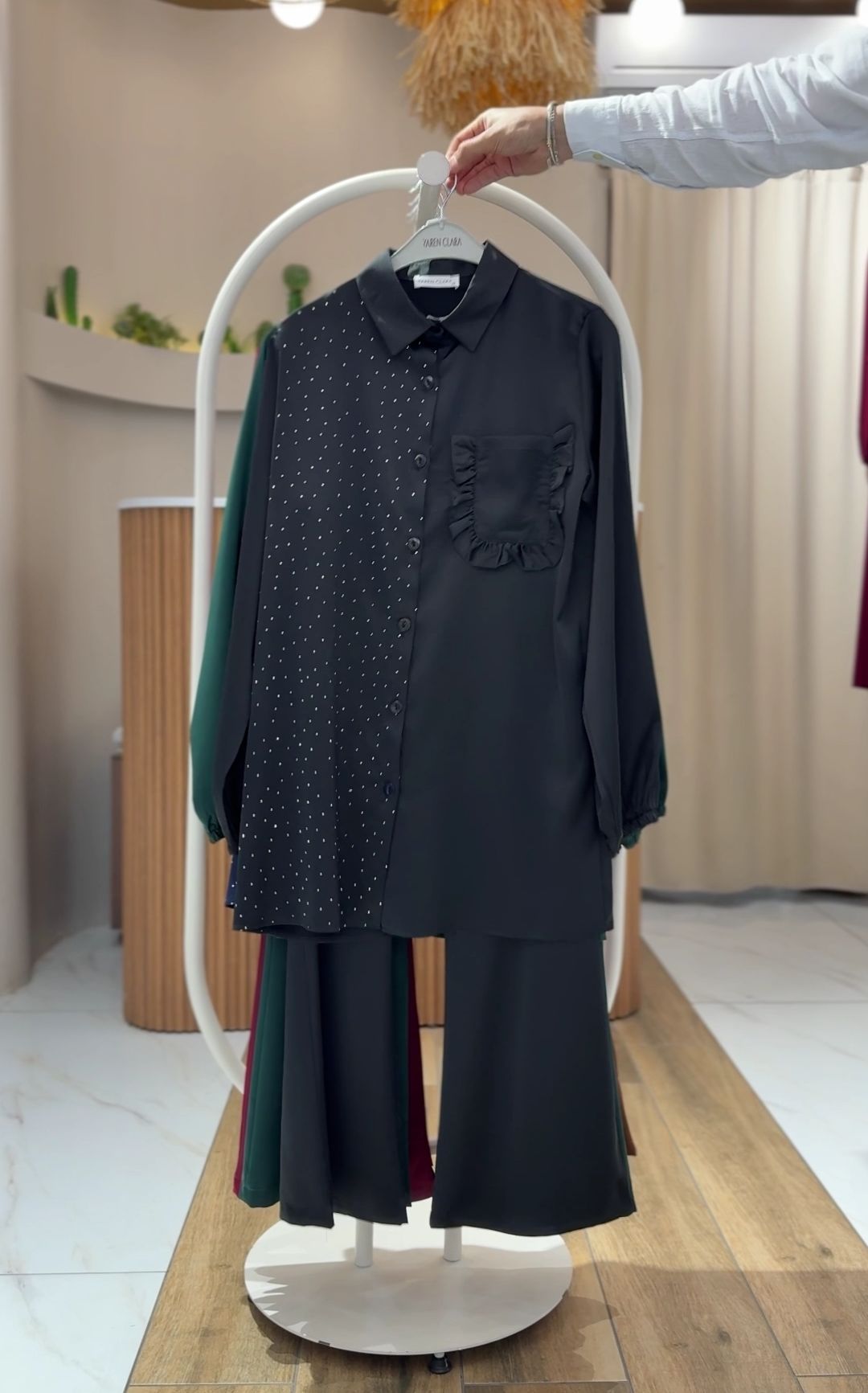 SATEN TAŞLI 2'Lİ TAKIM SİYAH - 42