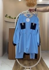4 Mevsim Kumaş Tesettür Takım BEBE MAVİSİ - 40