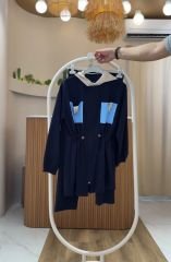 4 Mevsim Kumaş Tesettür Takım LARCİVERT - 46