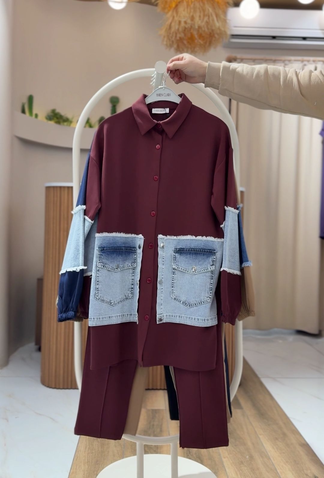4 Mevsim Kumaş Tesettür Takım BORDO - 42