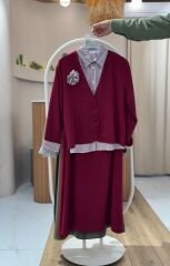 ETEKLİ 3'LÜ KOMBİN BORDO - 44