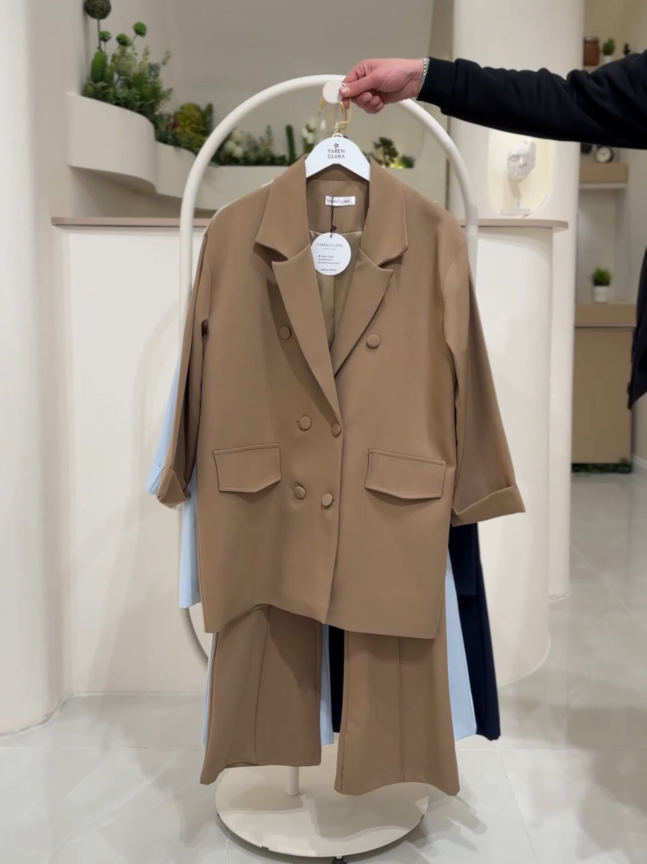 Yeni Sezon Blazer Ceket Pantolon Tesettür Takım VİZON - 38-40