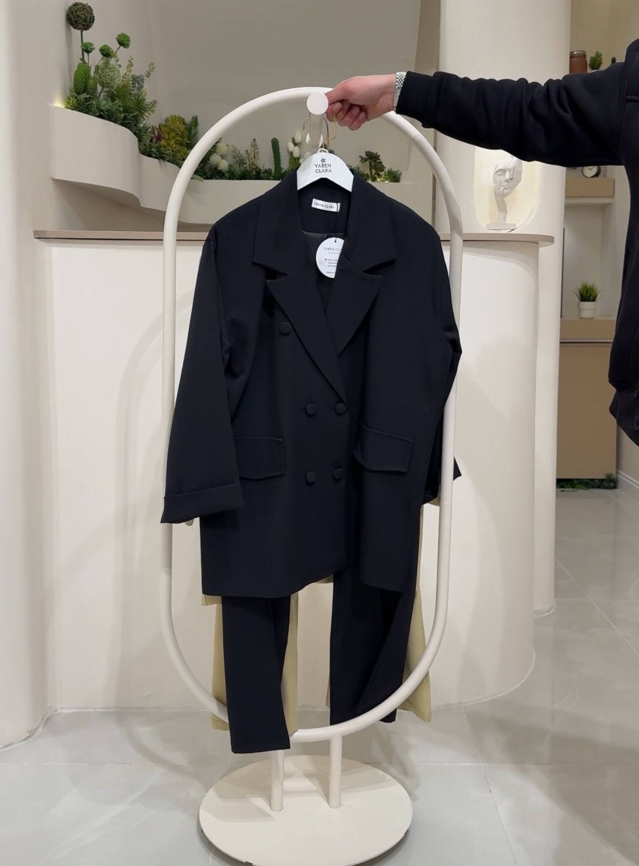 Yeni Sezon Blazer Ceket Pantolon Tesettür Takım SİYAH - 46
