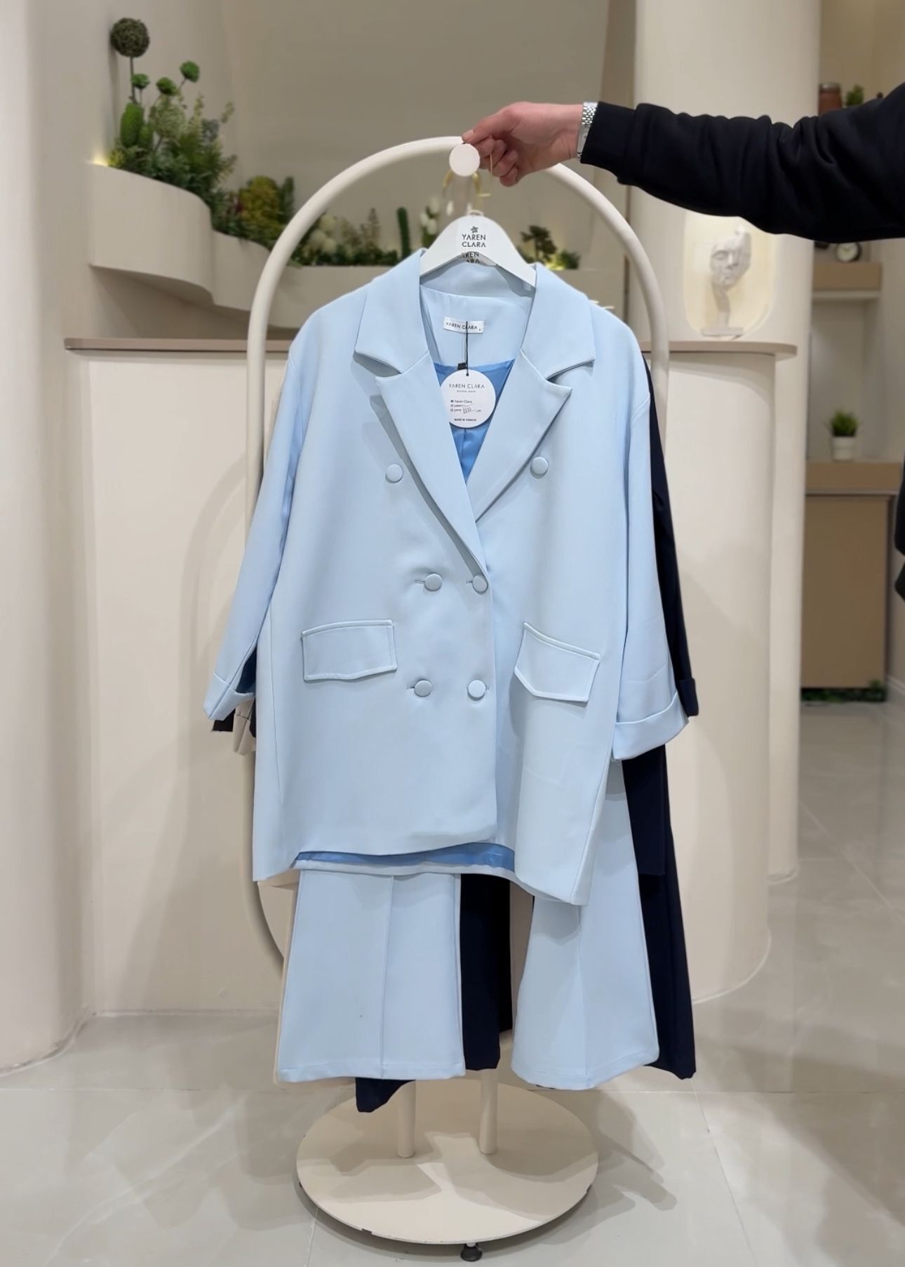 Yeni Sezon Blazer Ceket Pantolon Tesettür Takım BEBE MAVİSİ - 42-44