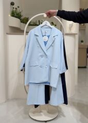 Yeni Sezon Blazer Ceket Pantolon Tesettür Takım BEBE MAVİSİ - 42-44