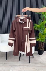 4 Mevsim Kumaş Tesettür Takım KAHVE - 44