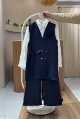 3 Parça Yelekli Takım – Haki (Yelek + Gömlek + Pantolon) -  ( 1 beden büyük satın alın )