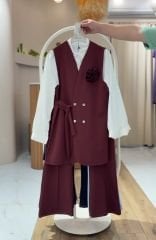 3 Parça Yelekli Takım – Haki (Yelek + Gömlek + Pantolon) -  ( 1 beden büyük satın alın )