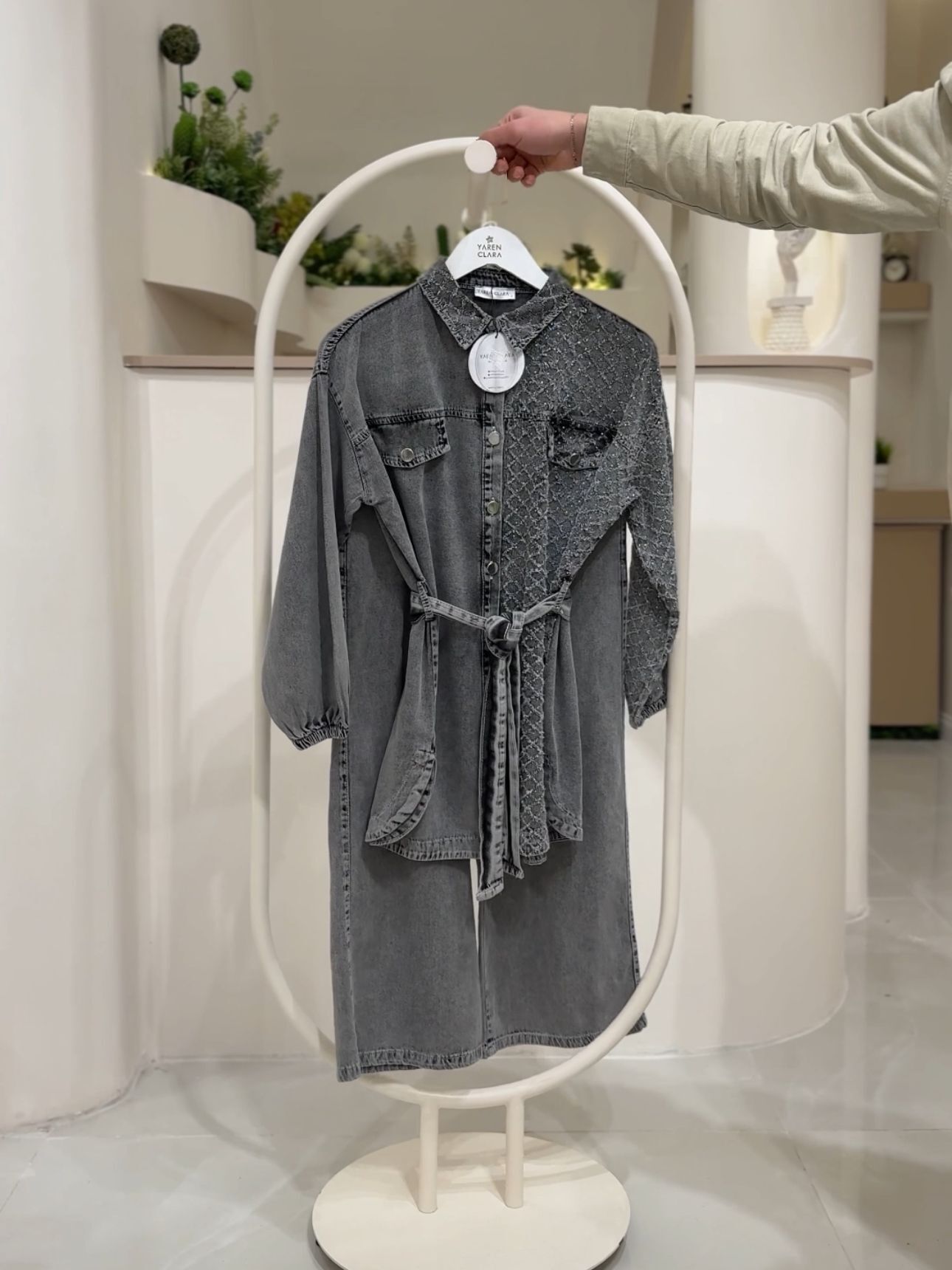 Kot Tunik Pantolon Takım – Modern Kalıp FÜME - 46