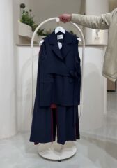 Astarlı Yelek ve Beli Lastikli Pantolon Takım