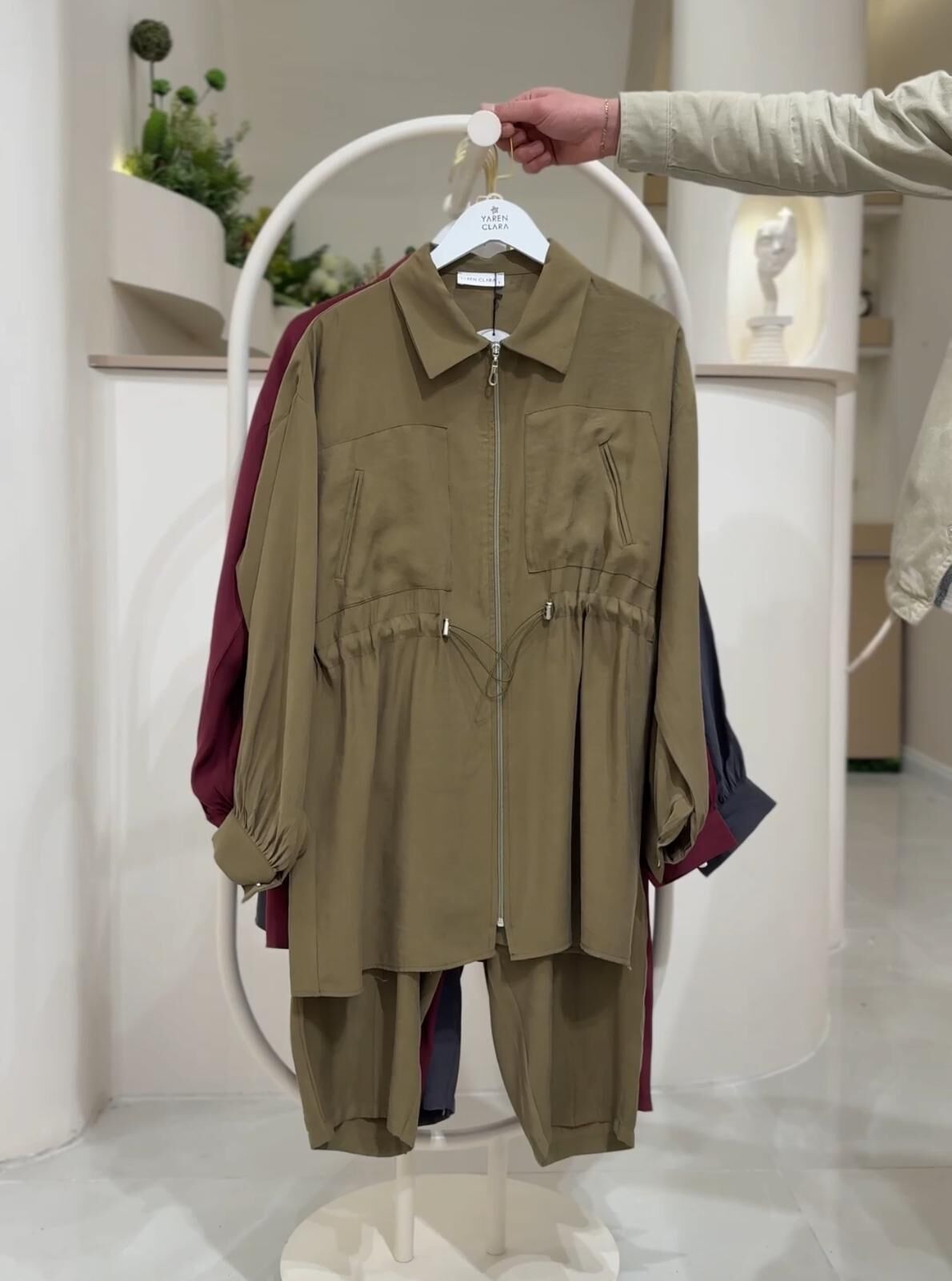 Ayarlanabilir Bel Detaylı Tunik & Lastik Bel Pantolon İkili Takım TABA - 42-44