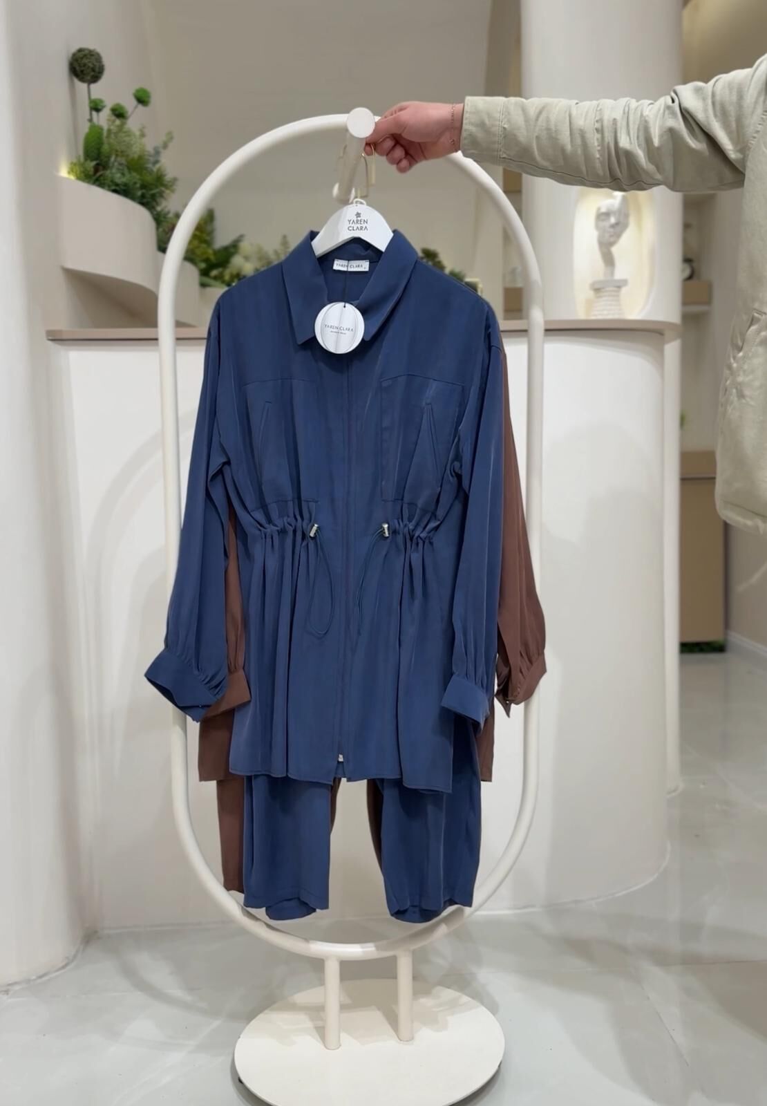 Ayarlanabilir Bel Detaylı Tunik & Lastik Bel Pantolon İkili Takım LARCİVERT - 46