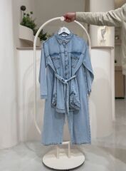 Modern Kesim Kot Tunik Pantolon Takım – Günlük Şıklık Jean Kombin KAR YIKAMA - 46