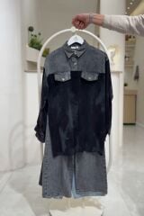 Kot Detaylı Tunik Pantolon Takım