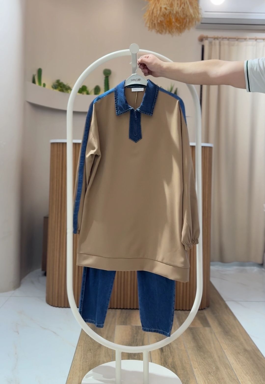 4 Mevsim Kumaş Tesettür Takım VİZON - 40
