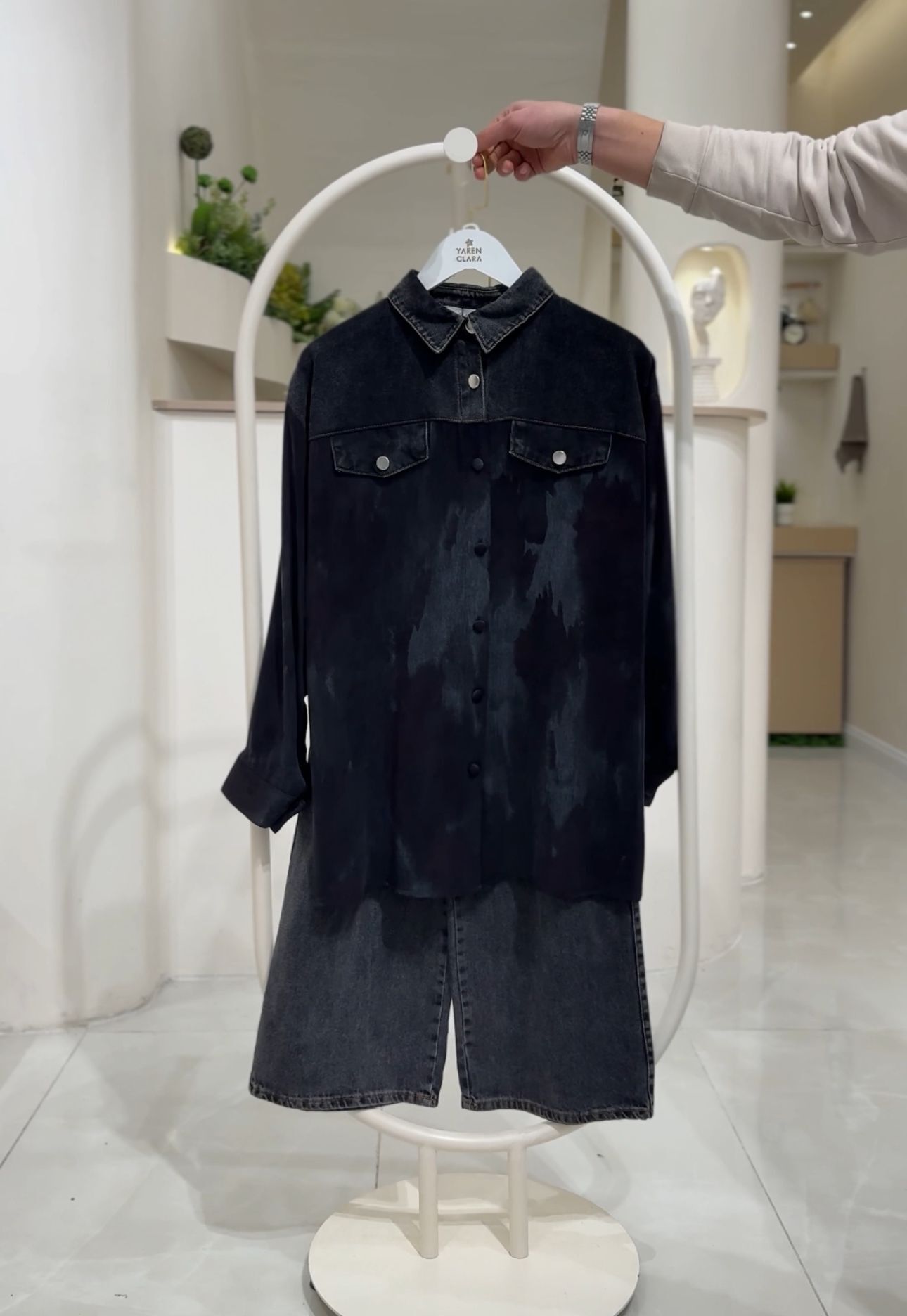 Kot Detaylı Tunik Pantolon Takım FÜME2 - 42-44