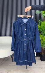 BELİ LASTİKLİ KOT TAKIM - 1 BEDEN BÜYÜK ALIN