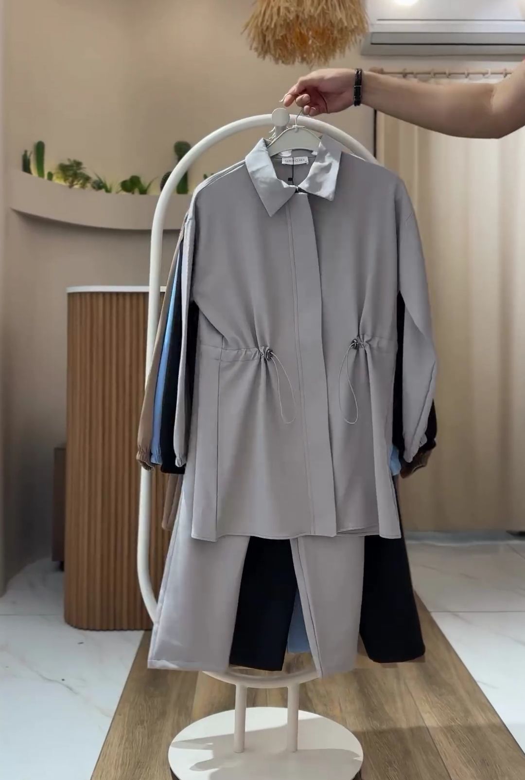 4 Mevsim Kumaş Tesettür Takım GRİ - 38