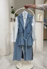 Modern Denim Yelekli 3’lü Tesettür Takım KAR YIKAMA - 46