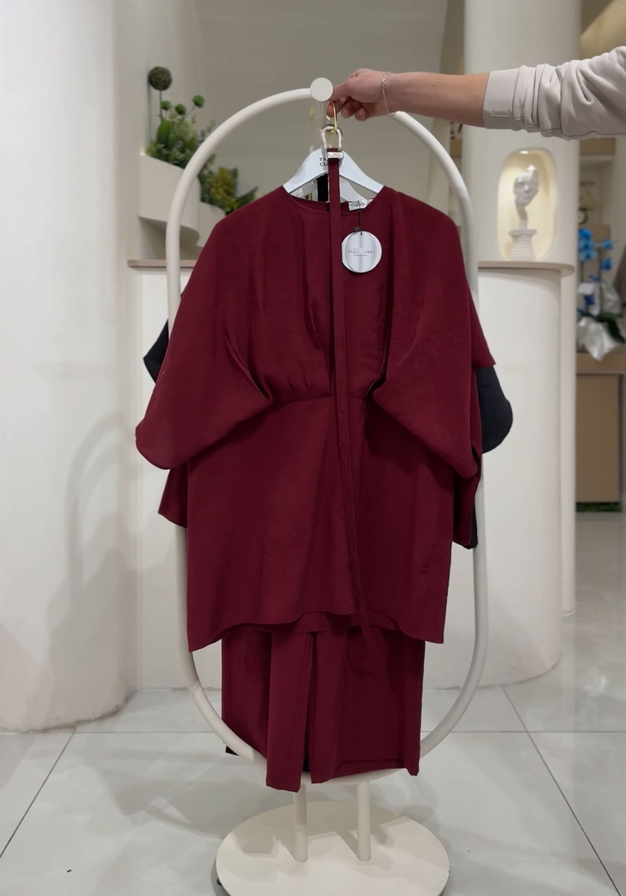 Minimal Dökümlü Detaylı Şık Takım BORDO - 42-44