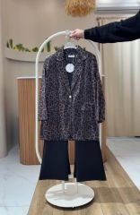 LEOPAR DETAYLI CEKETLİ TAKIM