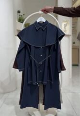 Pelerin Detaylı Premium Tunik Pantolon Takım LARCİVERT - 46